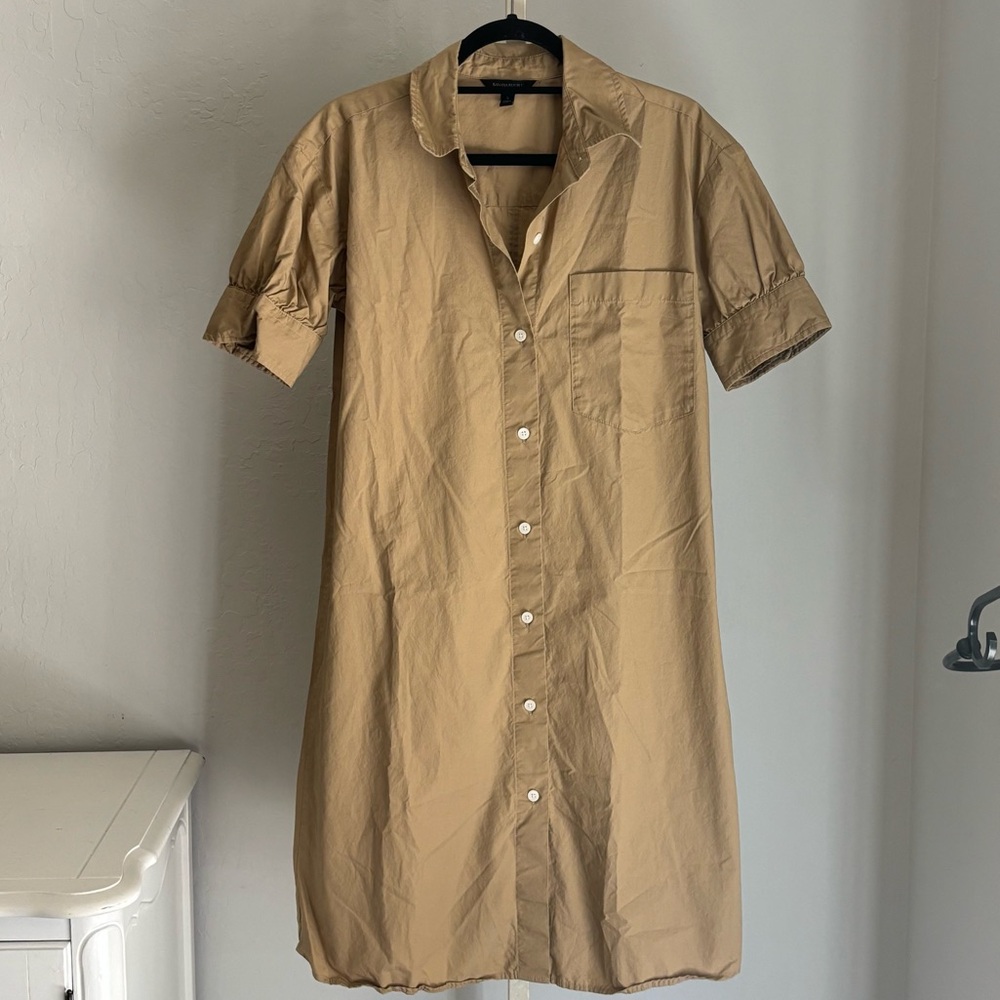 Banana Republic Poplin Knee Length Shirt Dress in Khaki, Size Small